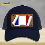 France Flag Scroll Novelty License Plate Hat Mesh / Navy