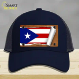 Puerto Rico Flag Scroll Novelty License Plate Hat Mesh / Navy