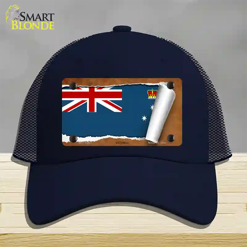 Victoria Flag Scroll Novelty License Plate Hat Mesh / Navy