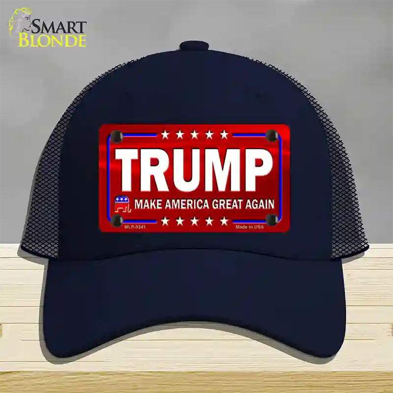 Trump Red Novelty License Plate Hat Mesh / Navy