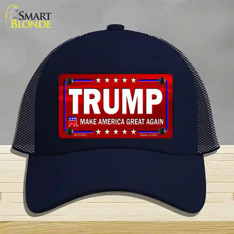 Trump Red Novelty License Plate Hat Mesh / Navy