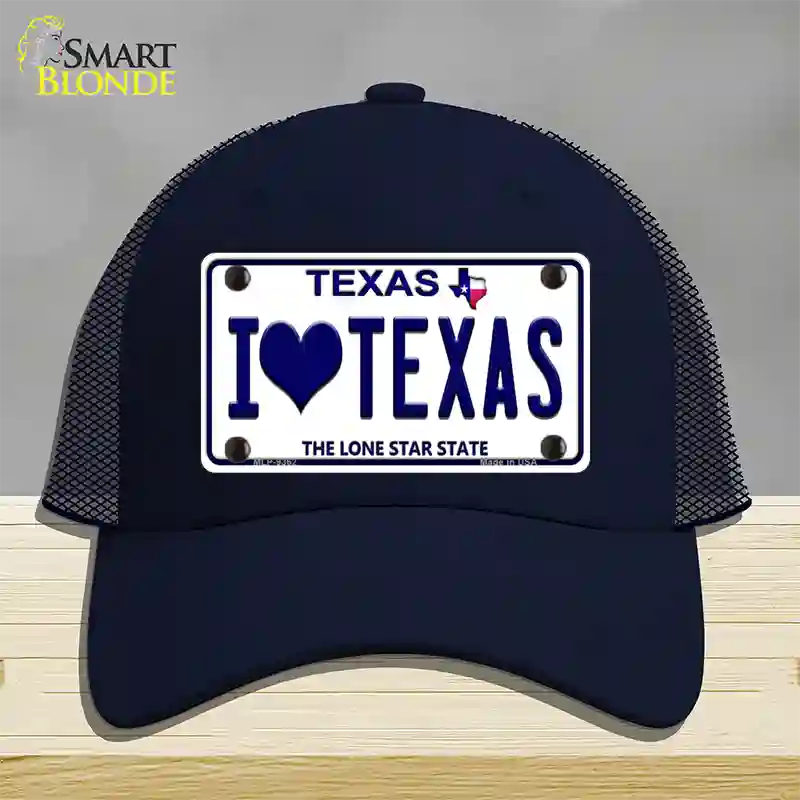 I Love Texas Novelty License Plate Hat Mesh / Navy