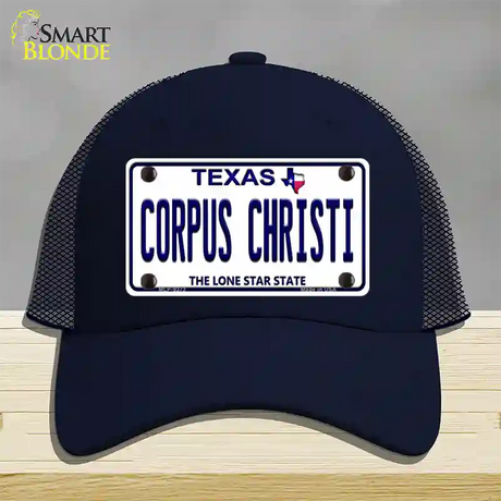 Corpus Christi Texas Novelty License Plate Hat Mesh / Navy