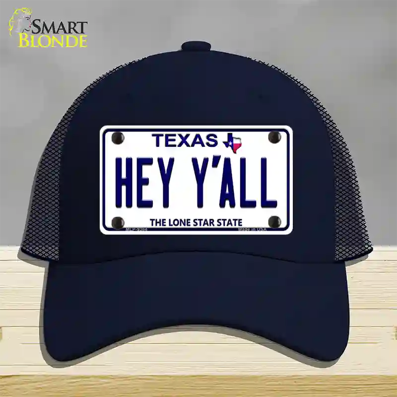 Hey Yall Texas Novelty License Plate Hat Mesh / Navy