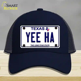 Yee Ha Texas Novelty License Plate Hat Mesh / Navy