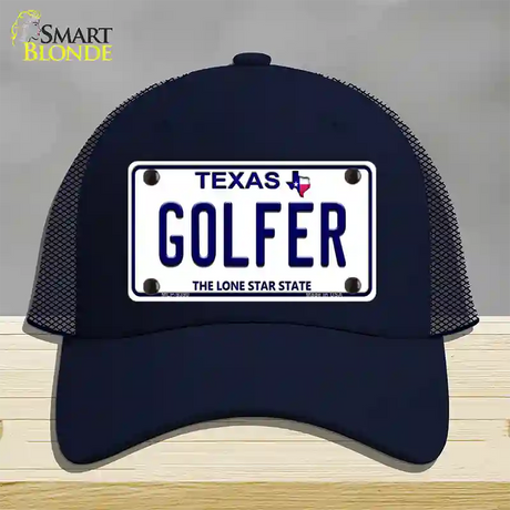 Golfer Texas Novelty License Plate Hat Mesh / Navy