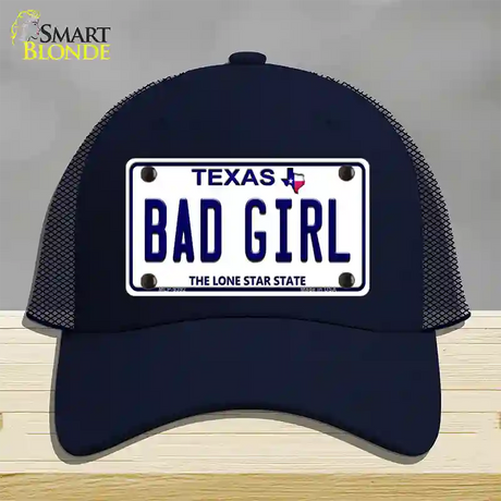 Bad Girl Texas Novelty License Plate Hat Mesh / Navy