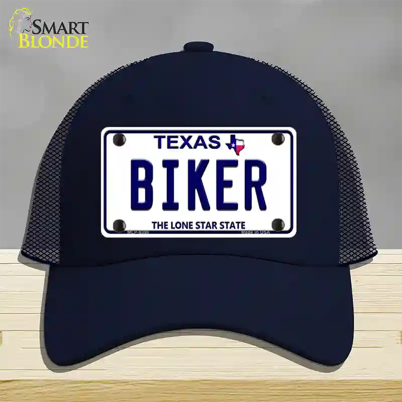 Biker Texas Novelty License Plate Hat Mesh / Navy