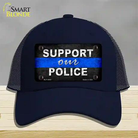 Support Our Police Novelty License Plate Hat Mesh / Navy