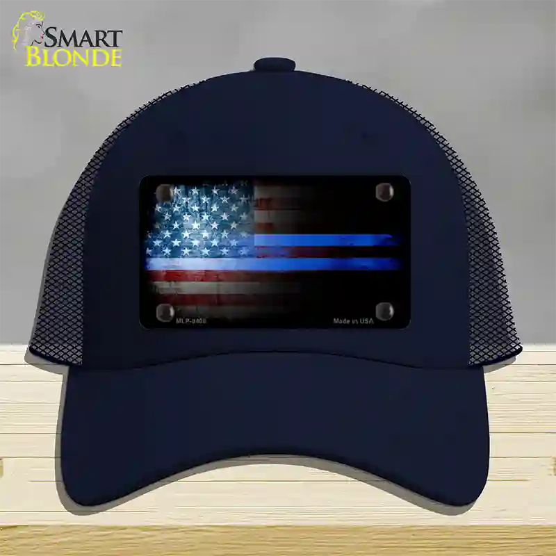 American Flag Police Novelty License Plate Hat Mesh / Navy