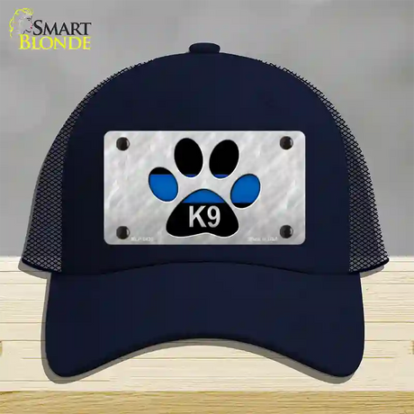 Thin Blue Line Paw K-9 Novelty License Plate Hat Mesh / Navy