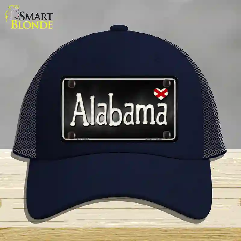 Alabama Flag Script Novelty License Plate Hat Mesh / Navy