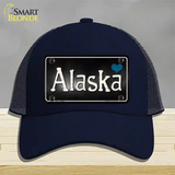 Alaska Flag Script Novelty License Plate Hat Mesh / Navy