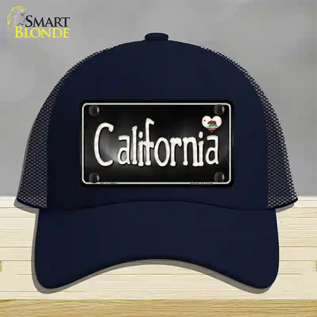 California Flag Script Novelty License Plate Hat Mesh / Navy