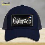 Colorado Flag Script Novelty License Plate Hat Mesh / Navy