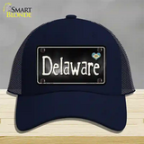 Delaware Flag Script Novelty License Plate Hat Mesh / Navy