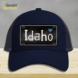 Idaho Flag Script Novelty License Plate Hat Mesh / Navy