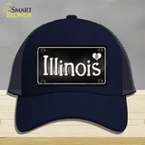 Illinois Flag Script Novelty License Plate Hat Mesh / Navy