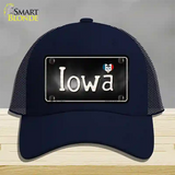 Iowa Flag Script Novelty License Plate Hat Mesh / Navy