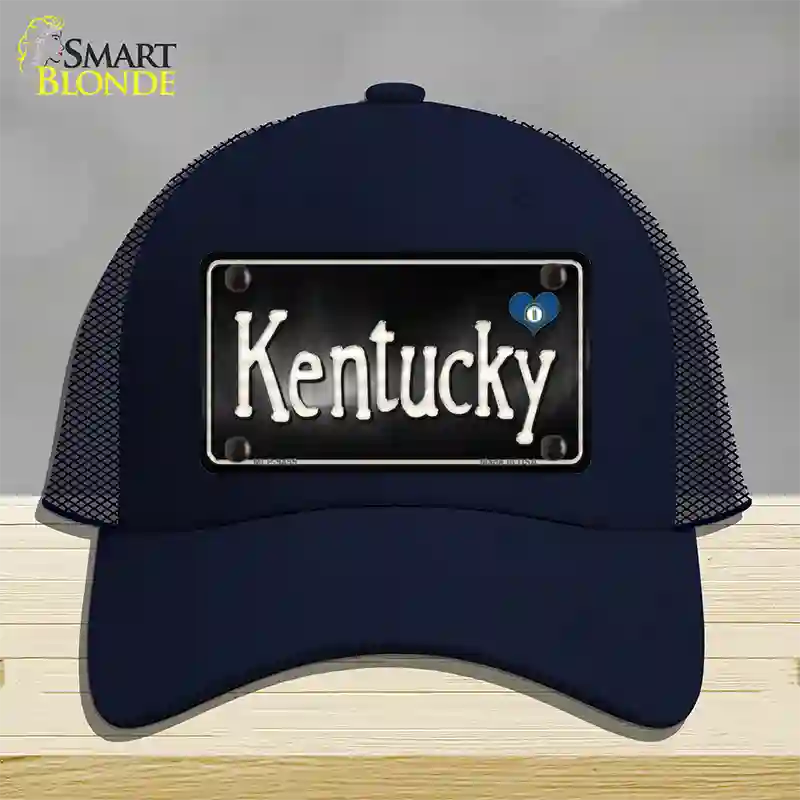 Kentucky Flag Script Novelty License Plate Hat Mesh / Navy