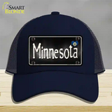 Minnesota Flag Script Novelty License Plate Hat Mesh / Navy