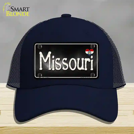 Missouri Flag Script Novelty License Plate Hat Mesh / Navy