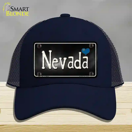 Nevada Flag Script Novelty License Plate Hat Mesh / Navy