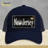 New Jersey Flag Script Novelty License Plate Hat Mesh / Navy