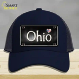 Ohio Flag Script Novelty License Plate Hat Mesh / Navy