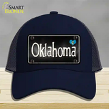 Oklahoma Flag Script Novelty License Plate Hat Mesh / Navy