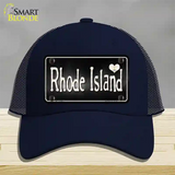 Rhode Island Flag Script Novelty License Plate Hat Mesh / Navy