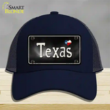 Texas Flag Script Novelty License Plate Hat Mesh / Navy