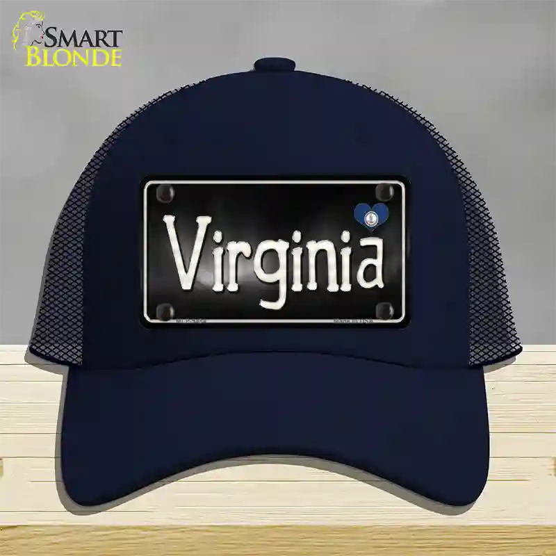 Virginia Flag Script Novelty License Plate Hat Mesh / Navy