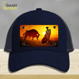 Bullfight With Sun Novelty License Plate Hat Mesh / Navy