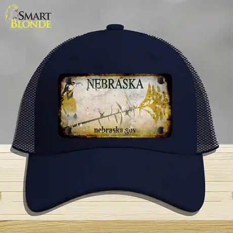 Nebraska Gov Rusty Blank Novelty License Plate Hat Mesh / Navy