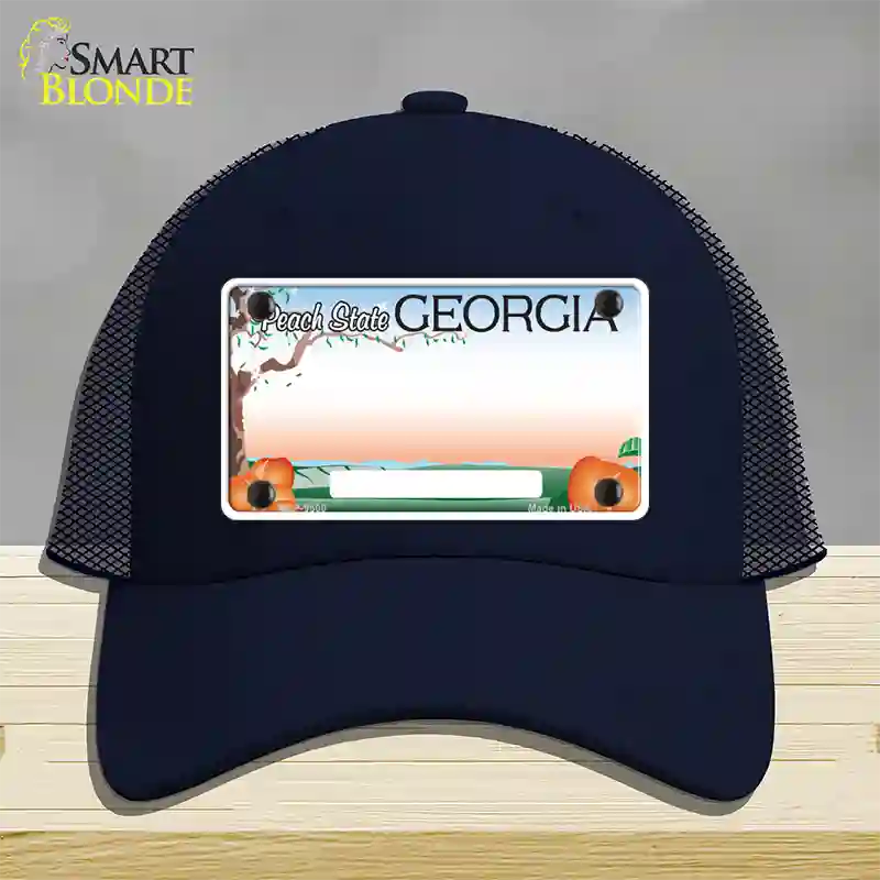 Georgia Peach Blank Novelty License Plate Hat Mesh / Navy