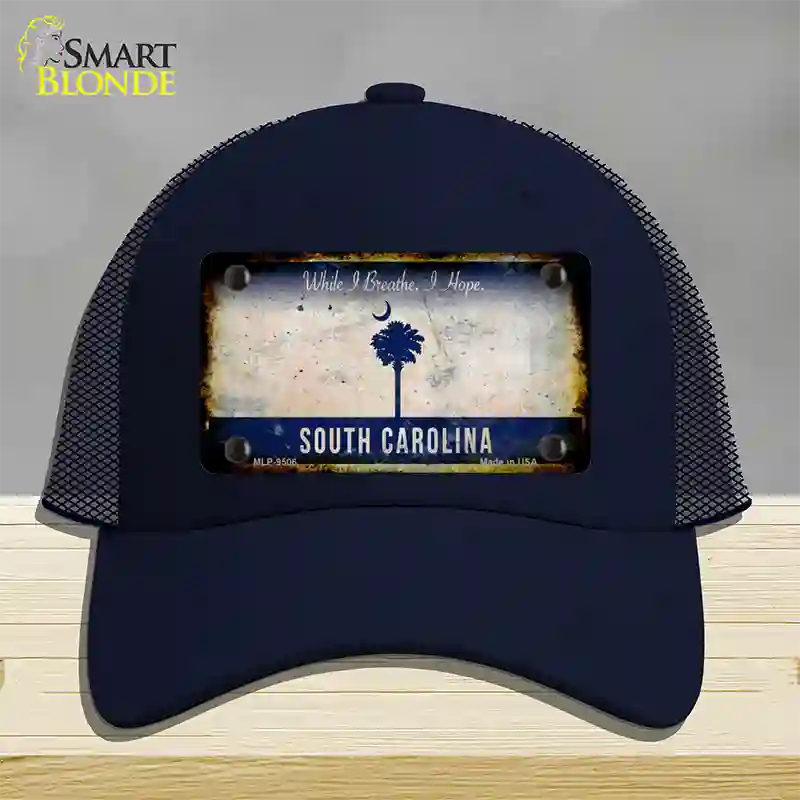 South Carolina I Breathe Rusty Blank Novelty License Plate Hat Mesh / Navy