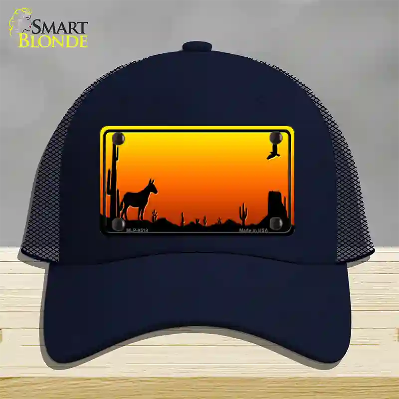 Donkey Blank Scenic Novelty License Plate Hat Mesh / Navy