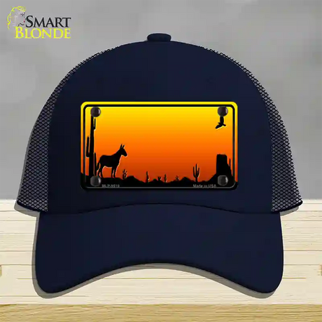 Donkey Blank Scenic Novelty License Plate Hat Mesh / Navy