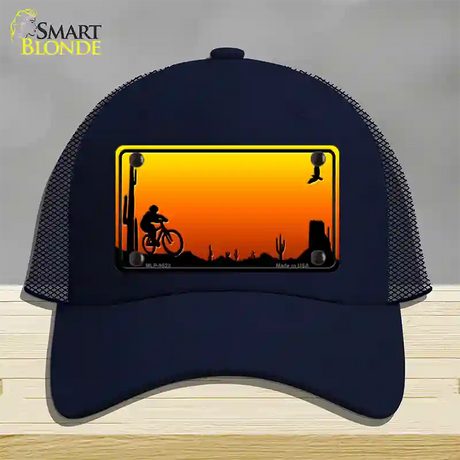 Biker Blank Scenic Novelty License Plate Hat Mesh / Navy