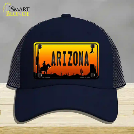 Cowboy Arizona Scenic Novelty License Plate Hat Mesh / Navy