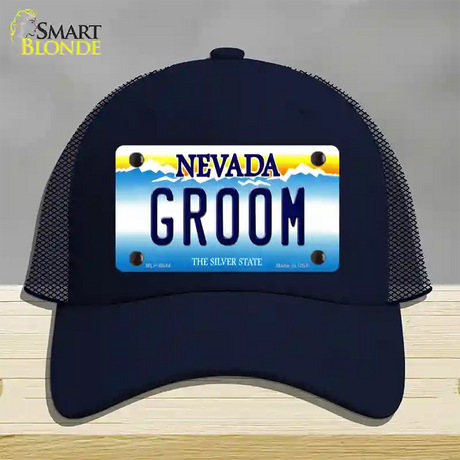 Groom Nevada Novelty License Plate Hat Mesh / Navy