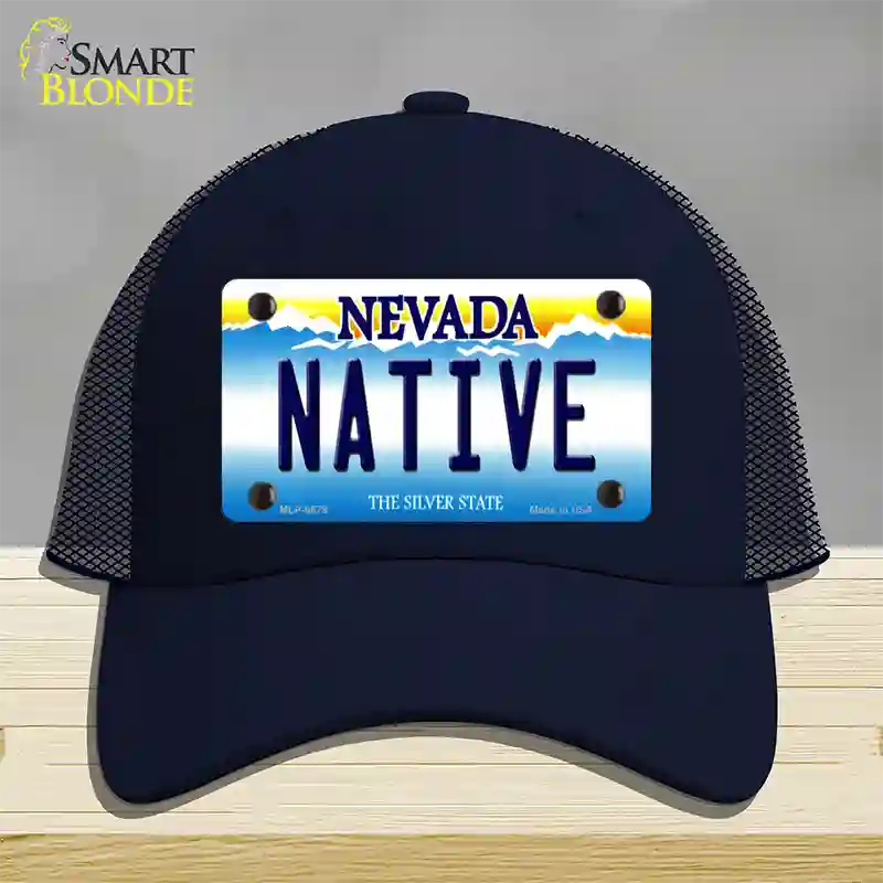 Native Nevada Novelty License Plate Hat Mesh / Navy