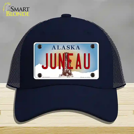 Juneau Alaska State Novelty License Plate Hat Mesh / Navy