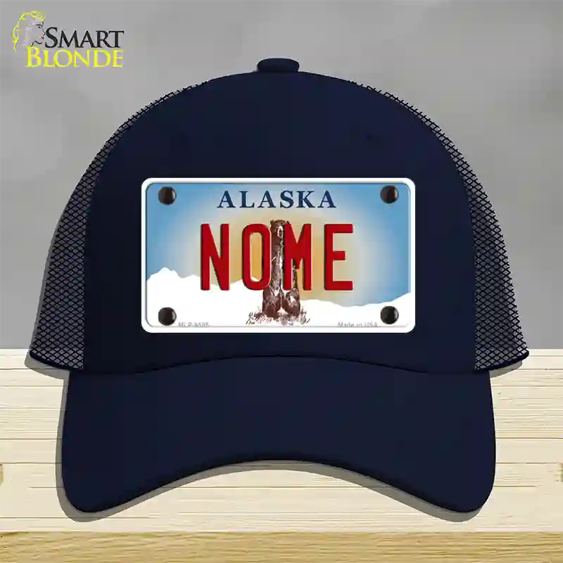 Nome Alaska State Novelty License Plate Hat Mesh / Navy