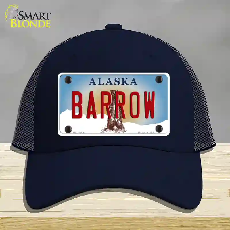 Barrow Alaska State Novelty License Plate Hat Mesh / Navy