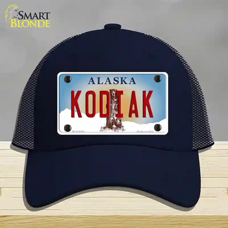 Kodiak Alaska State Novelty License Plate Hat Mesh / Navy