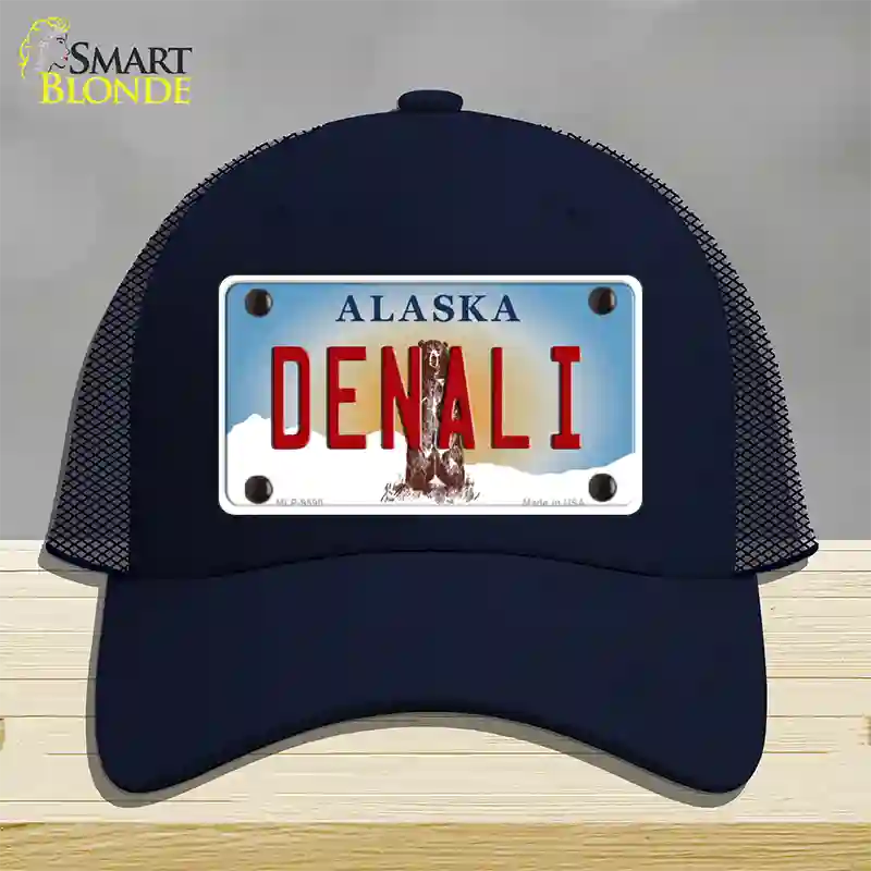 Denali Alaska State Novelty License Plate Hat Mesh / Navy