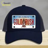 Gold Rush Alaska State Novelty License Plate Hat Mesh / Navy