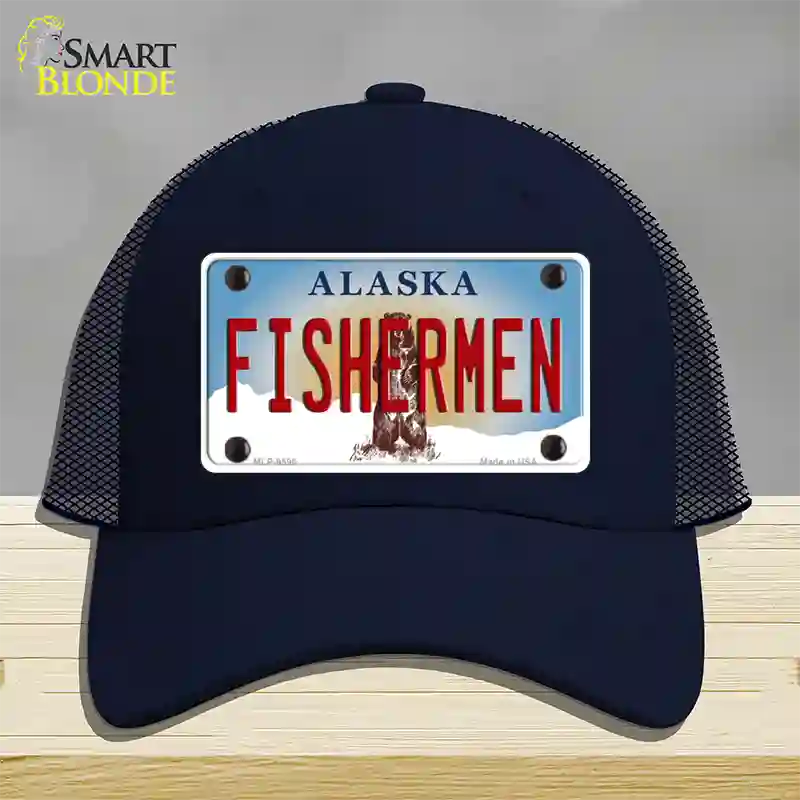 Fishermen Alaska State Novelty License Plate Hat Mesh / Navy